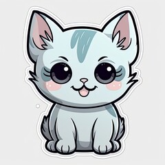 Fototapeta na wymiar cute cat,sticker cat,Cute white kitten,Generative AI