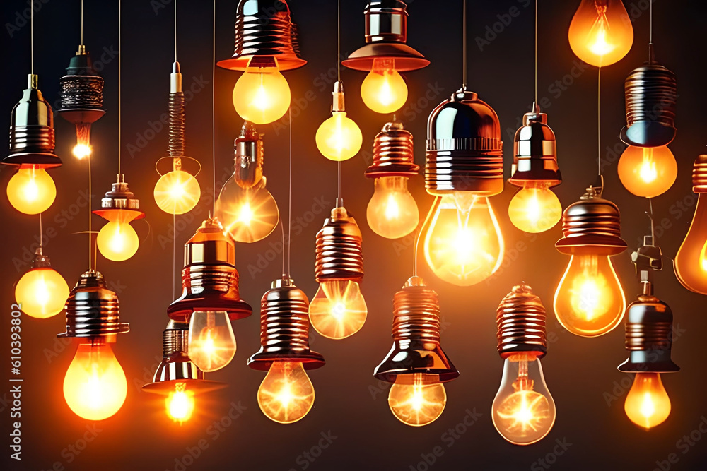 Poster a repeating pattern of vintage flash bulbs in different shapes and sizes
