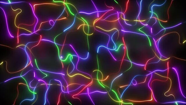 Neon glowing abstract rainbow background. Seamless loop