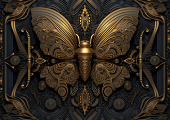 Gold decorative pattern with pattern black and gold generative AI