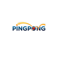 PINGPONG Wordmark Logo - pingpong symbol fused on the letters.