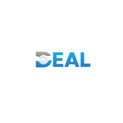 DEAL Wordmark Logo - Hand shake symbol fused on the letter D.