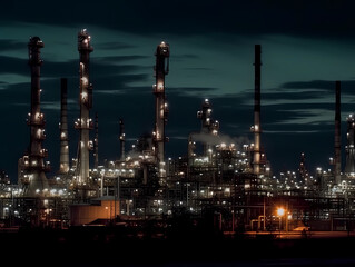 Fototapeta premium Refinery industry engineer are working and discussing at front oil and gas industrial factory,Oil refinery plant for industry