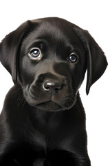 Fototapeta premium Close-up of a cute puppy dog sitting looking forward. On a transparent background - Generative AI 