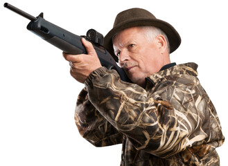 Fototapeta premium Man hunting with big gun