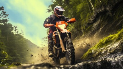 Unleashing power and skill, the dirt bike racer leaves a trail of excitement