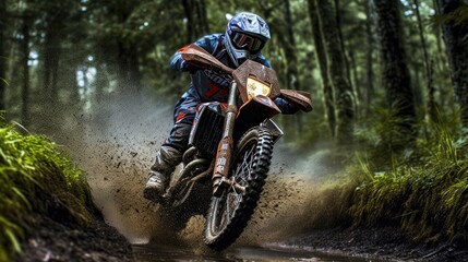 Mastering the jumps, the dirt bike racer defies gravity