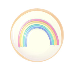 Obraz premium Round cookie with painted rainbow on a white background