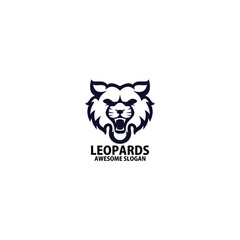 leopards head logo design line art