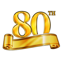 80th Gold Banner Icon on Transparent Background © vertis