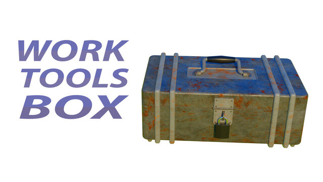 3d render realistic Closed Tool Box Isolated on isolated white Background with write a work tool box. 3d illustration
