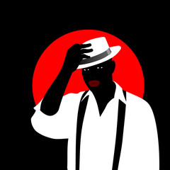 Black Man silhouette, vector illustration for poster.