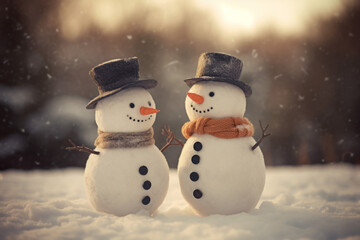 Two snowmen. Generative AI