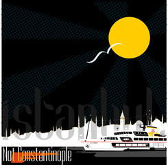 Istanbul city skyline, vector illustrations for poster.