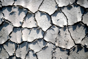 Obraz premium Dried cracked earth soil ground texture background. Mosaic pattern of sunny dried earth soil. made with generated ai.