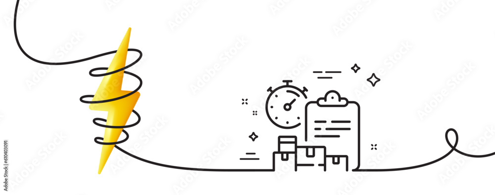 Poster delivery report line icon. continuous one line with curl. parcel documents sign. express service sym