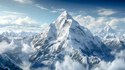 Illustration of Mountaineering Expedition in the High Mountains over Five Thousand Metres Generative AI Digital Art Background Wallpaper