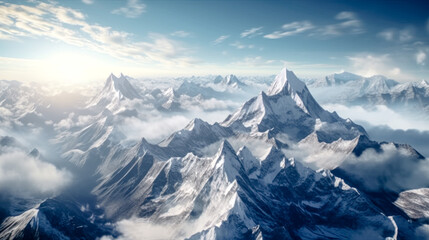 Obraz premium Illustration of Mountaineering Expedition in the High Mountains over Five Thousand Metres Generative AI Digital Art Background Wallpaper