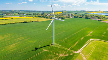 Wind turbines in Denmark generating electricity