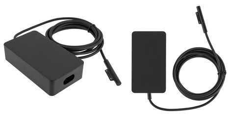 Laptop power adapter, white background in insulation