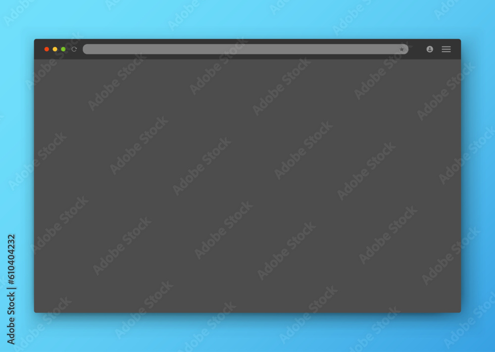 Poster the design of the web browser window in gray on a blue background. vector frame of a website templat