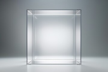 Minimalistic beauty: an empty glass cube as a captivating centerpiece
