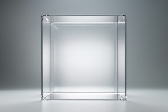 Minimalistic beauty: an empty glass cube as a captivating centerpiece