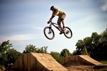Fototapeta na wymiar Captivating jumps that showcase the BMX cyclist's incredible skill