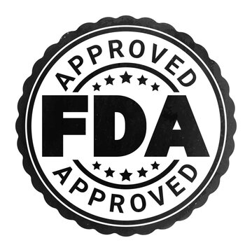 Black Grunge Rubber FDA Approved stamp sticker with Five Stars vector illustration