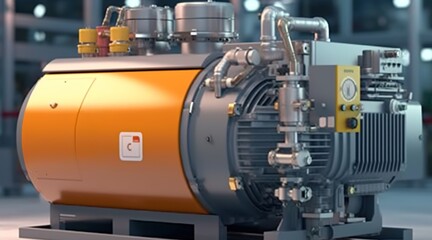 Obraz premium Huge industrial compressor in production. Generative AI