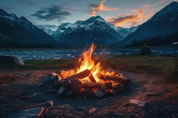 camp fire in the mountains