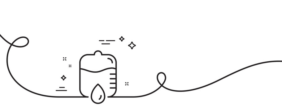 recommend clip art: Medicine drop counter line icon. Continuous one line with curl. Medical equipment sign. Drop counter single outline ribbon. Loop curve pattern. Vector