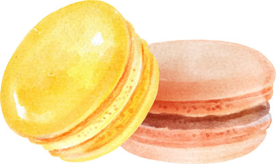 Hand painted watercolor illustration of Macarons