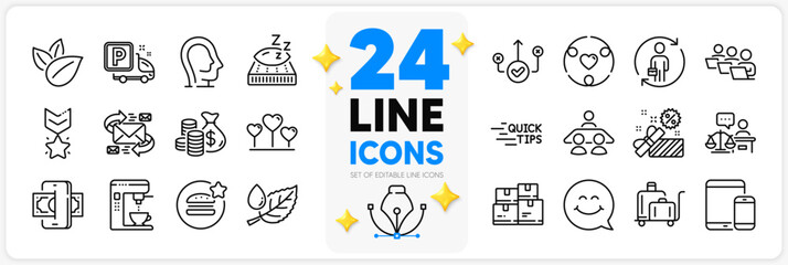 Icons set of Replacement, Love heart and Court judge line icons pack for app with Winner medal, Leaf dew, Organic product thin outline icon. Wholesale inventory, Education. Vector