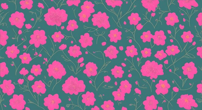 Estampado de patr&oacute;n floral colorido con flores rosas para mantel primaveral