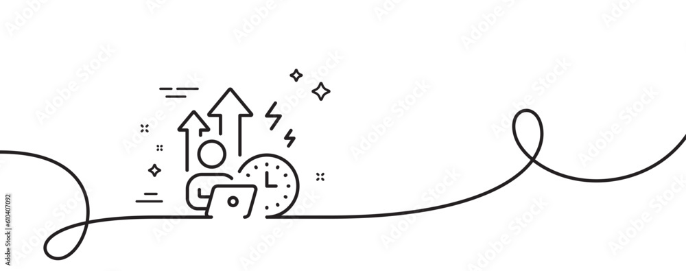Poster difficult stress grows line icon. continuous one line with curl. work pressure sign. mental health s