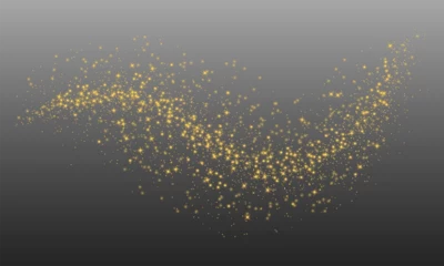  Glittering vector dust on a transparent background. Golden sparkling lights. Christmas Holiday glow particle. Magic star effect. Shine background. Festive party design. PNG image  © The Best Stocker