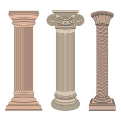 Fototapeta premium Collection of columns in greek style. vector illustration