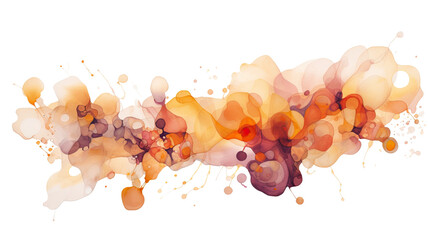 cluster of warm-toned abstract watercolor swashes isolated on a transparent background