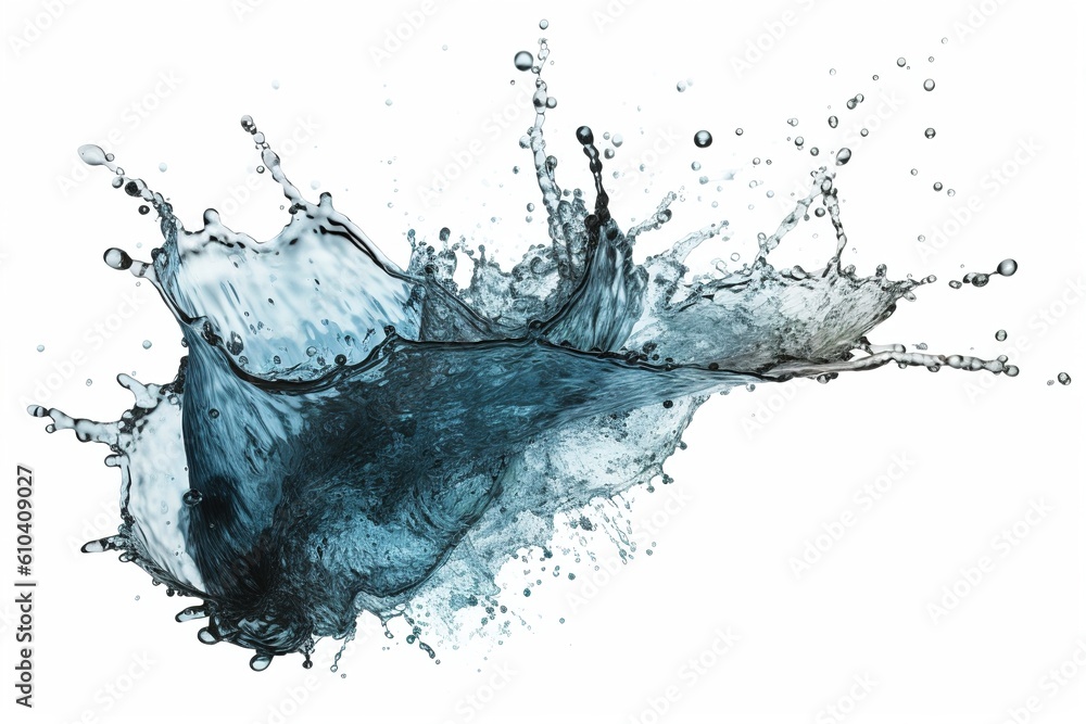 Poster water splash isolated on white background. generated by ai