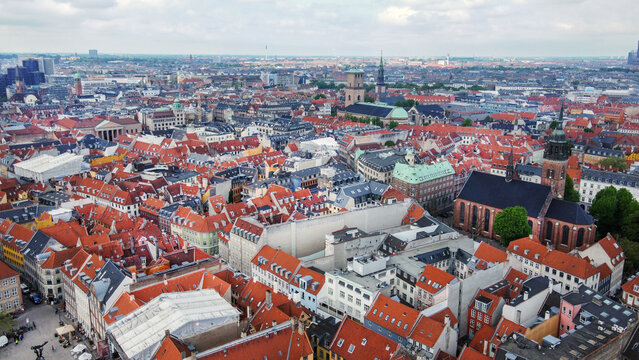 Panorama od Copenhagen  with Copenhagen cathedral