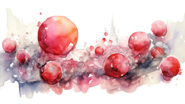 gathering of ruby and platinum abstract watercolor swashes isolated on a transparent background