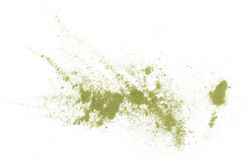 Pile ginkgo biloba green powder isolated on white, top view