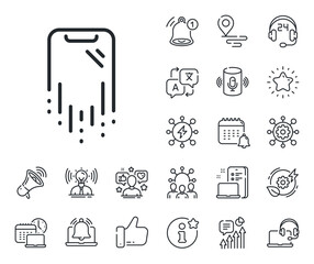 Phone backup sign. Place location, technology and smart speaker outline icons. Smartphone recovery line icon. Mobile device symbol. Smartphone recovery line sign. Vector