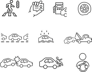 Set of  Draving and traffic icons vector