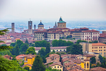 Obraz premium Aerial view of the Citta Alta (Upper town) in Bergamo, Italy
