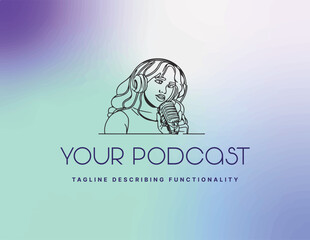 Women Podcast logo vector icon 