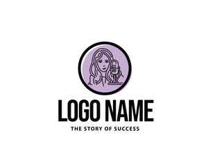 Women Podcast logo vector icon 