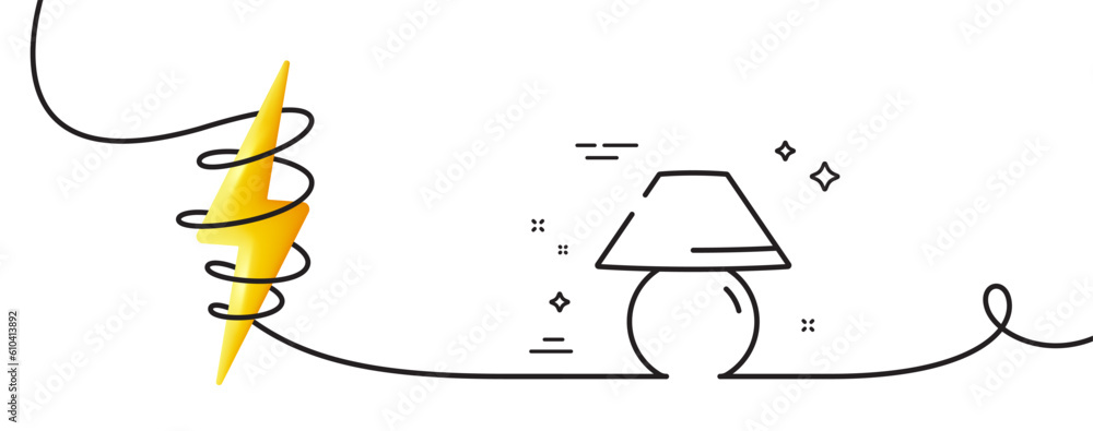 Poster table lamp line icon. continuous one line with curl. bedside light sign. interior illuminate symbol.