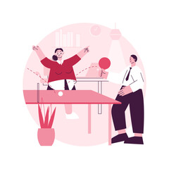 Office fun abstract concept vector illustration. Rest break at work, office fun game, stress management, sport zone, colleagues playing together, teambuilding activity abstract metaphor.